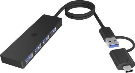 Actual product image Icy Box Compact multiport docking station, high-speed USB hub, IB-HUB1424-C3 (USB-C, USB-A, 4 Ports)