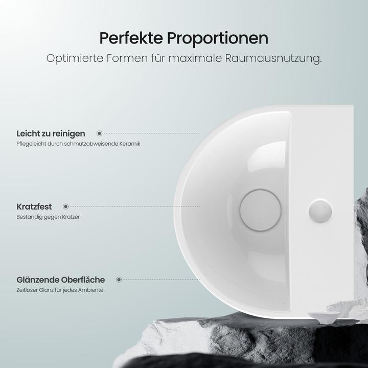 Produktbild Emke Badezimmerwaschbecken 303 x 255 x 120 mm, U-förmig, Wandmontage, Glänzend Weiss (255 mm, 303 mm)