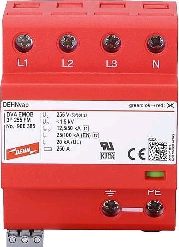 Actual product image Dehn DVA EMOB 3P 255 FM Combination arrestor 230/400V 50/60Hz