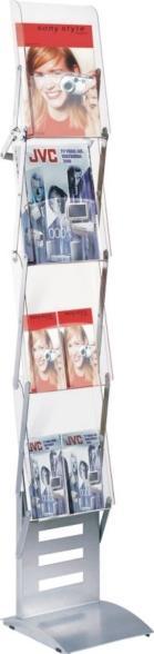 Actual product image Kerkmann Brochure floor stand tec-art Folder, 4 compartments Metal frame in aluminium silver, compartments (A4)