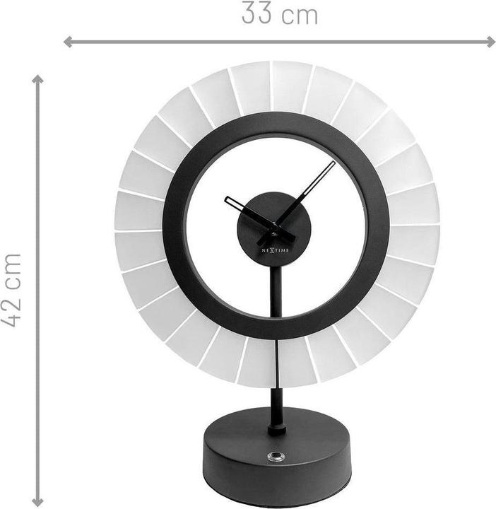 Immagine prodotto Nextime Tischlampe & Uhr Ting, 33 x 16 x 42cm, Champagner-Gold/Schwarz, Metall-Acryl
