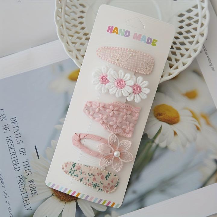 Activity Board 5-Pack gemischte Mode niedlichen Kinder Haarspangen Set, Floral Polyester BB Haarnadel Set für (5 pcs.)