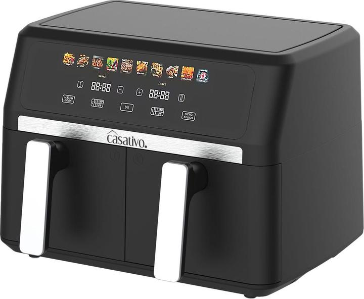 Produktbild Casativo Premium Doppelkorb Heissluftfritteuse, Dual Zone, 2x 4,5 l - Air Fryer Edelstahl / ABS