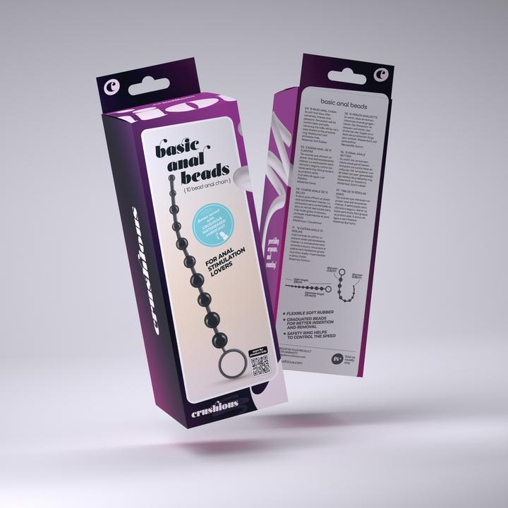 Actual product image Crushious Basic Anal Beads - 10 Bead Chain - Black