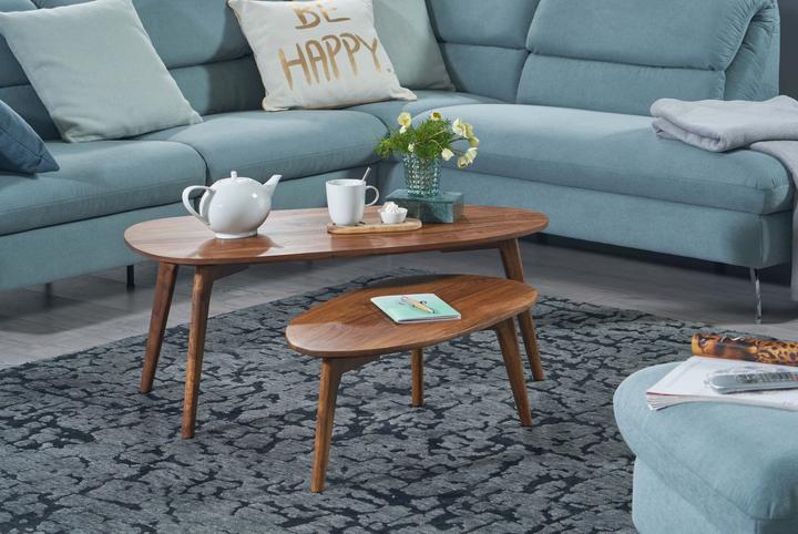 Produktbild FineBuy Couchtisch Wohnzimmertisch 2er Set Nierenform Holz Beistelltisch Tisch (100 x 50 x 42 cm)