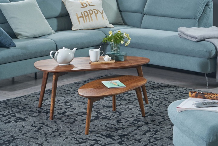 Actual product image FineBuy Coffee Table Living Room Table Set of 2 Kidney Shape Wood Side Table (100 x 50 x 42 cm)