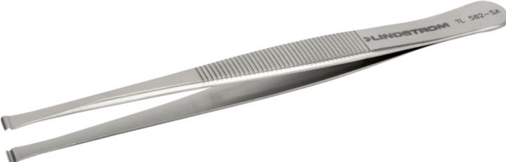 Actual product image Lindstrom Lindström TL 582-SA placement tweezers 582 flat-wide, curved 115 mm