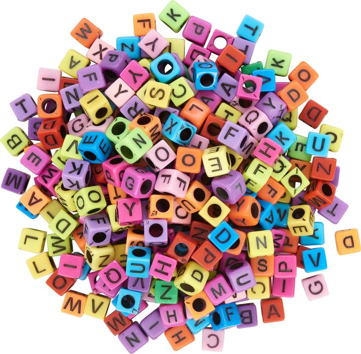 Image du produit VBS Buchstabenperlen "Bunt", Eckig, 6 mm, 45 g