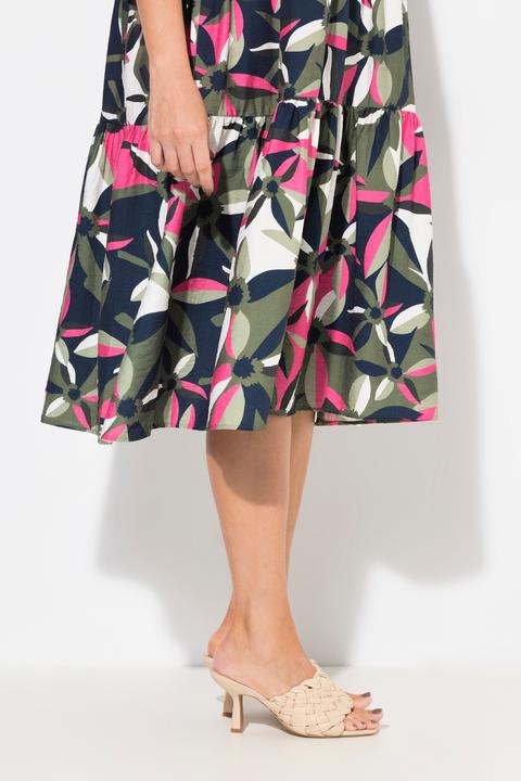Image du produit Ulla Popken Robe midi manches 3/4 et col chemise, coupe évasée (54)