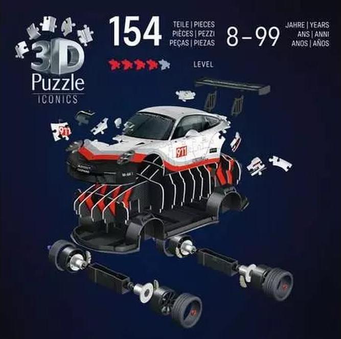 Image du produit Ravensburger 3D Puzzle 108 Teile - Iconics: Porsche 911 GT3 Cup (108 pièces)