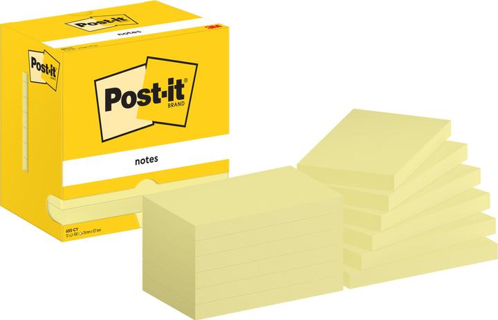Produktbild Post-it Haftnotizen Standard 655 gelb 12 Blöcke (127 x 76 mm)