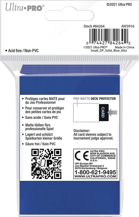 Actual product image Ultra Pro Blue PRO Matte Deck Protector Small