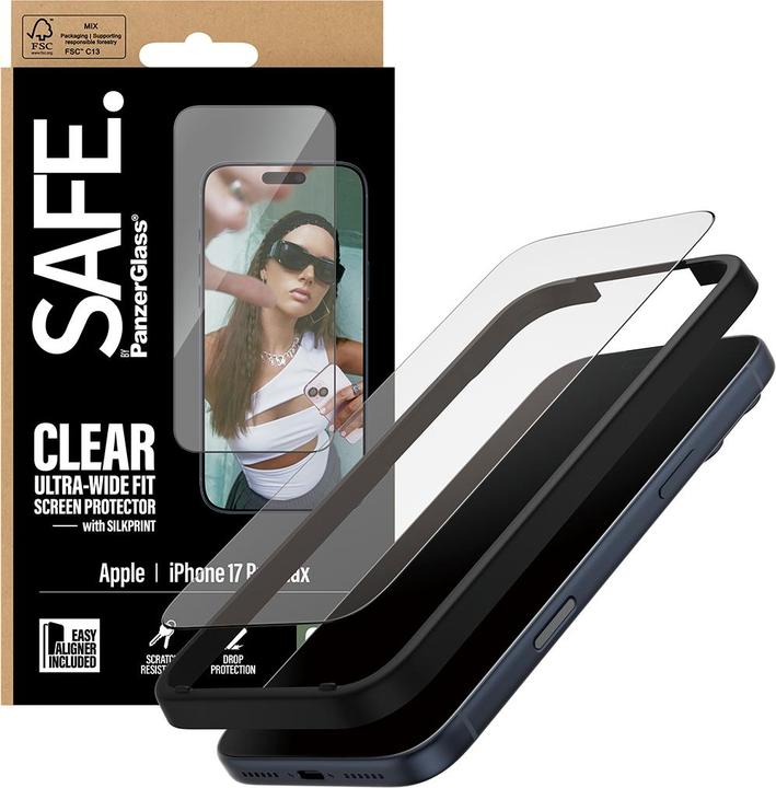 Produktbild PanzerGlass SAFE. Screen Protector w. black Frame iPhone 17 Pro Max (1 Stück, Apple iPhone 17 Pro Max)