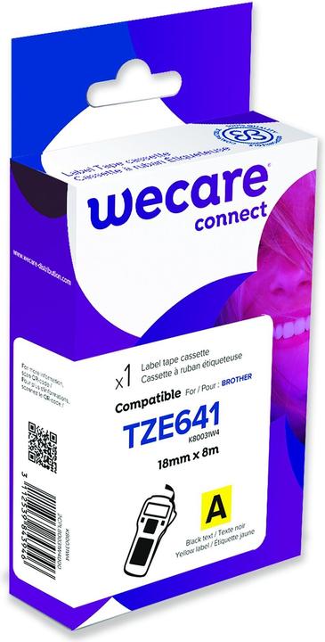 Actual product image Wecare Writing tape compatible with BROTHER TZE-641 black on yellow (1.80 cm, Yellow)