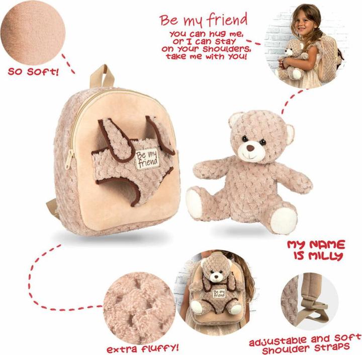 Produktbild Perletti Milly Bear backpack with plush toy 26cm