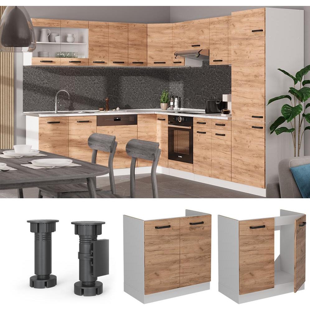 Thumbnail - Vicco, Regal, Spülenunterschrank R-Line, Goldkraft Eiche/Weiss, 80 cm ohne Arbeitsplatte