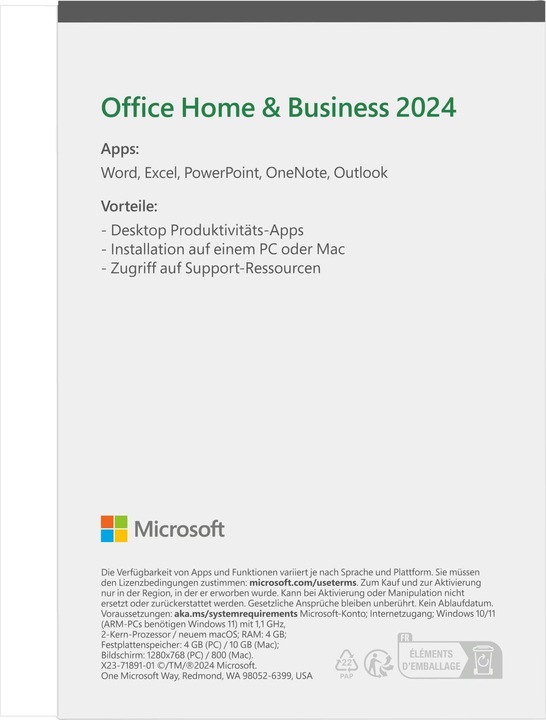Energie-Label Microsoft Office Home & Business 2024 (FR) (1 User, unbegrenzt)