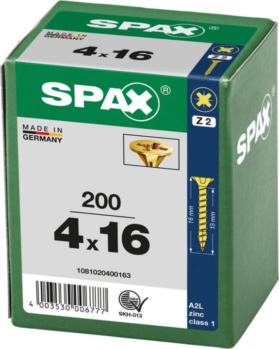 Produktbild Spax Senkmultikopf Kreuzschlitz Z2 Vollgewinde Yellox (200 Schrauben pro Stück)