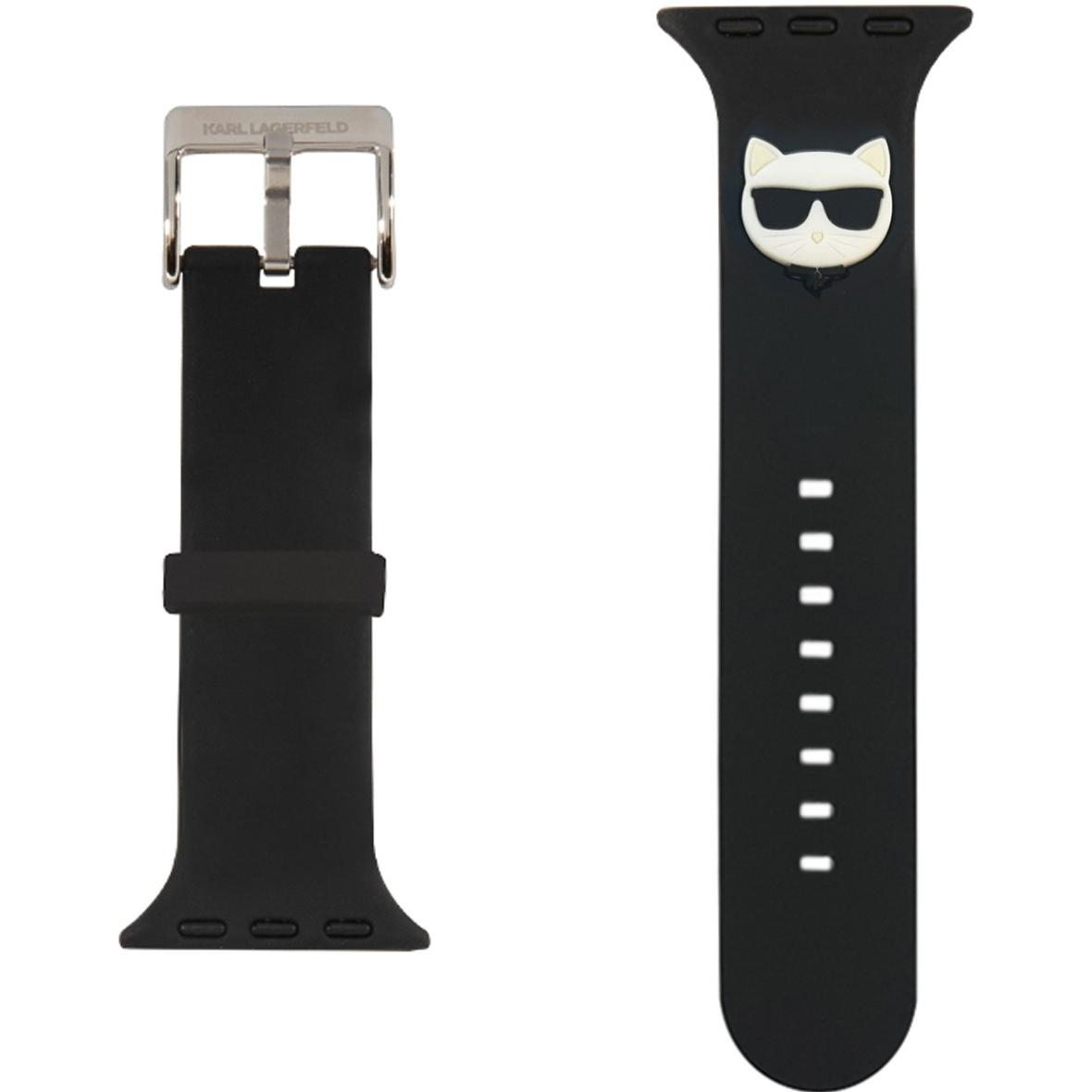 Thumbnail - Karl Lagerfeld KLAWLSLCK Apple Watch Strap 42/44 / 45mm black / black strap Silicone Choupette Heads (42 mm, 44 mm, 45 m...