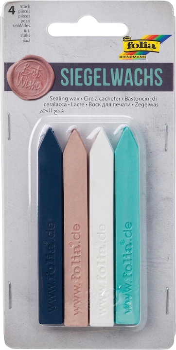 Actual product image Folia 31219 - Sealing wax style, 4 sealing candles in a set, 1 each in rose, mint, navy and w
