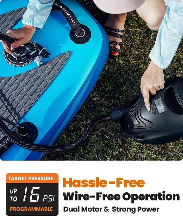 Actual product image Outdoor Master The Whale 6000mAh Sup Pump Electric Battery, 16PSI Rechargeable SUP Air Pump, 12V