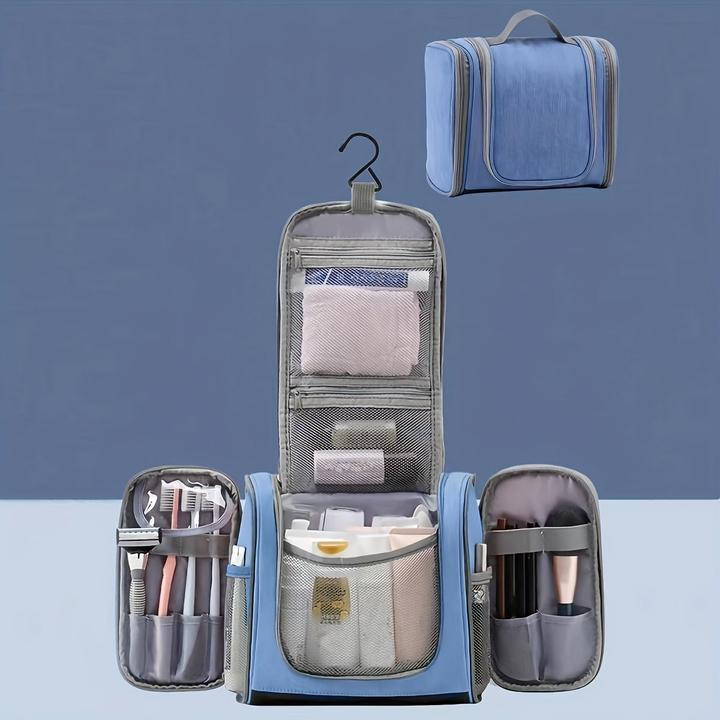 Actual product image Only-Bags.Store Portable hanging wash bag with hook, PU leather waterproof foldable toiletry bag