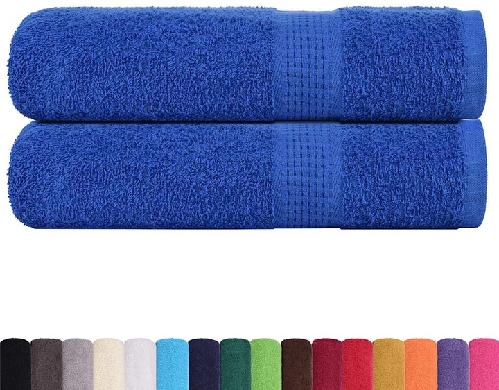 Actual product image VidaXL Bath Towels 2 pcs. Blue 100x150 cm 360 g/m² 100% cotton shower towel