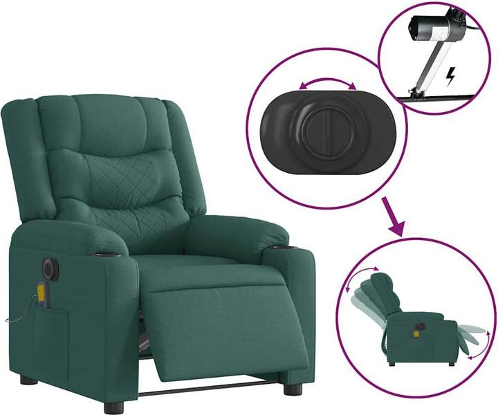 Image du produit vidaXL Fauteuil de massage électrique Vert foncé Tissu