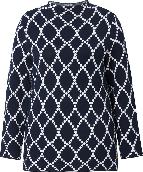 Immagine prodotto Ulla Popken Maglione con jacquard, pallini, collo alto e maniche lunghe (42, 44)