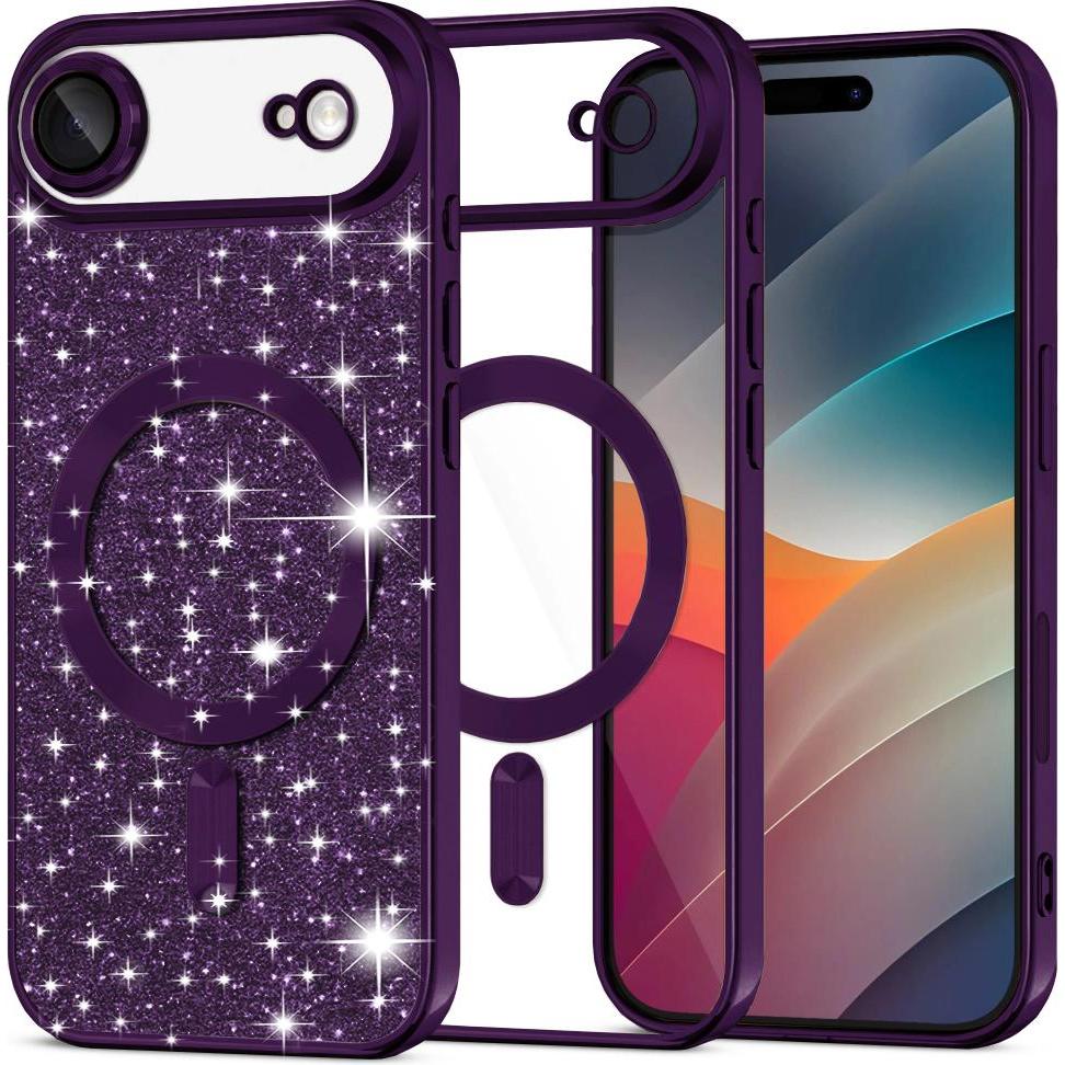 Techsuit - Luxury Glitter MagSafe - iPhone 17 Air - Deep Purple (Apple iPhone 17), Cover smartphone, Viola