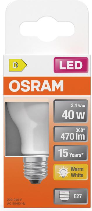 Produktbild Osram LED Leuchtmittel LED Retrofit CLASSIC P 3.4W 827 Frosted E27 Warm weiss 4099854467875 (E27, 470 lm, 6x)