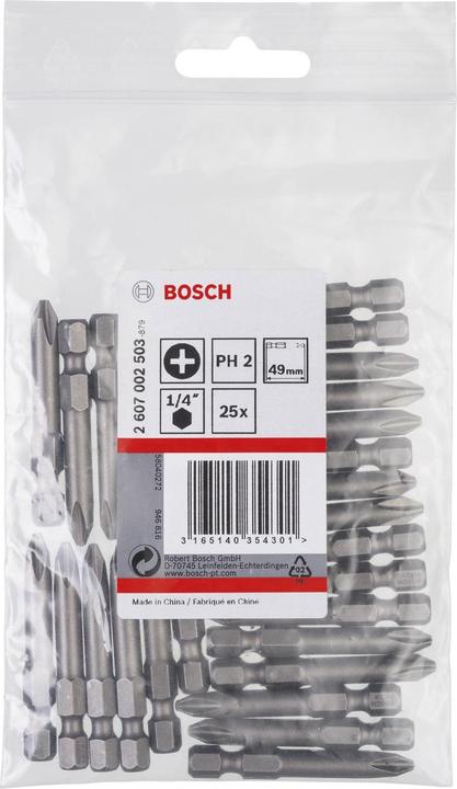 Produktbild Bosch Professional Zubehör Schrauberbit Extra-Hart PH 2, 49 mm, 25er-Pack (Kreuz Phillips PH)