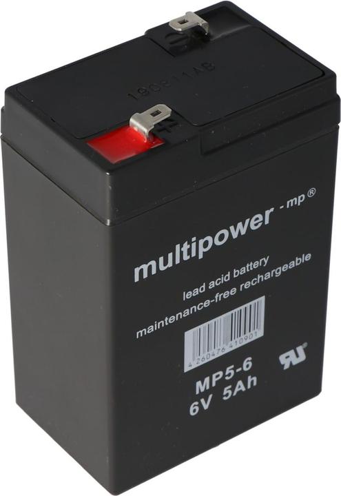 Produktbild Multipower Akku MP5-6 mit Faston 4,8mm Steckkontakt (6 V, 5 Ah)