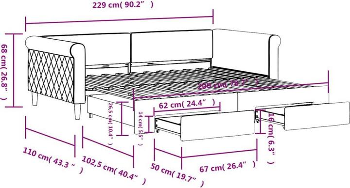 Produktbild vidaXL ausziehbares Tagesbett