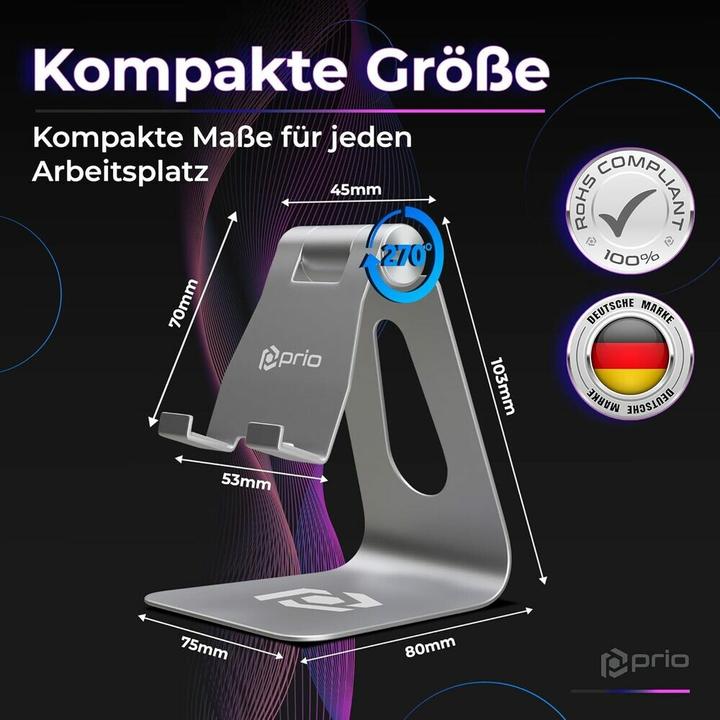 Image du produit prio Support de bureau universel en métal SOLID argenté