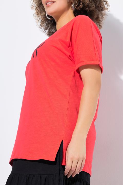 Immagine prodotto Ulla Popken T-shirt dal taglio oversize con fiocchi, scollo a V e mezze maniche (62)