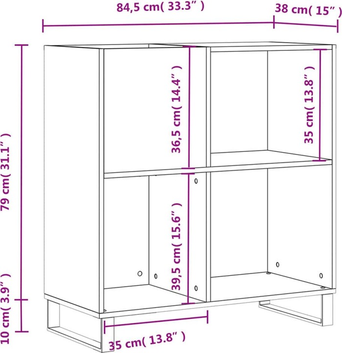 Immagine prodotto VidaXL Plattenschrank Hochglanz-Weiss 84,5x38x89 cm (84,5 x 38 x 89 cm)