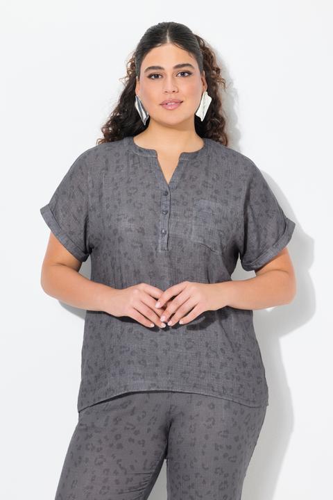 Produktbild Ulla Popken Musselin-Bluse, Oversized, Tunika-Ausschnitt, Halbarm (58)
