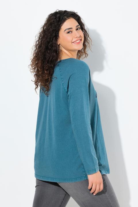 Immagine prodotto Ulla Popken Maglia dal taglio svasato con stile vintage, scollo a V e maniche lunghe (46, 48)