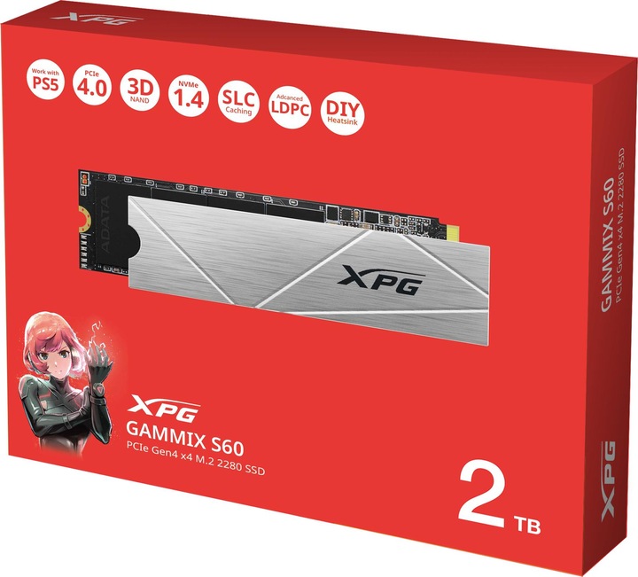 Image du produit Adata XPG GAMMIX S60 BLADE 2 TB (PCIe 4.0 x4, NVMe, M.2 2280) (2000 Go, M.2 2280)
