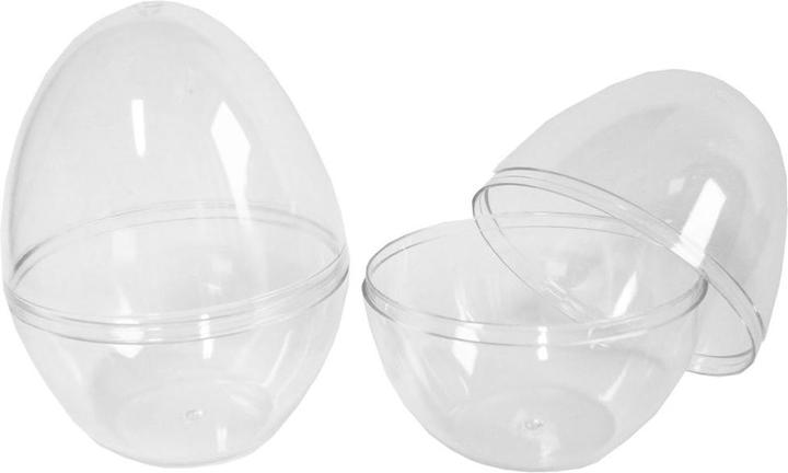 Produktbild trendmarkt24 Acryl Dekoeier stehend 5 Stück teilbar | transparente Ostereier ca. 9 cm Plastik Eier (5 x)