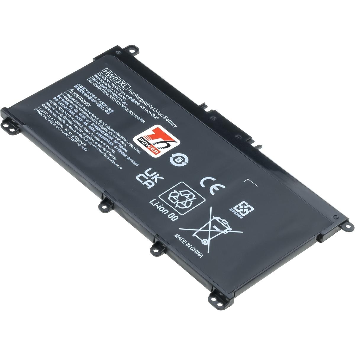 T6 Power Batteria HP Pavilion 15-eh0000, 15-eg0000, 17-cn0000, 9,,, 3cell, Li-poly (3 cubicoli, 3620 mAh), Batteria per notebook, Nero