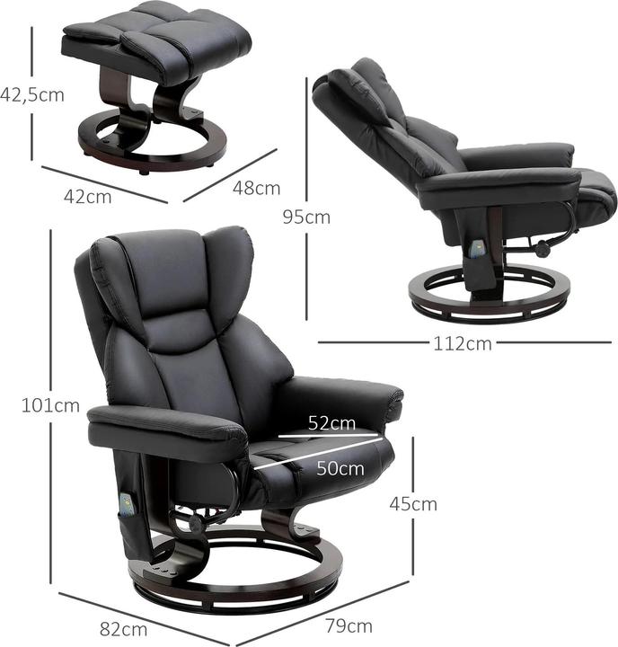 Image du produit Homcom Fauteuil de massage avec fonction de couchage