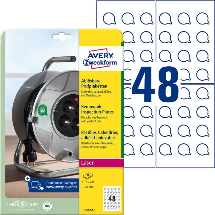 Actual product image Avery L7803-10 self-adhesive label circle Permanent (e)