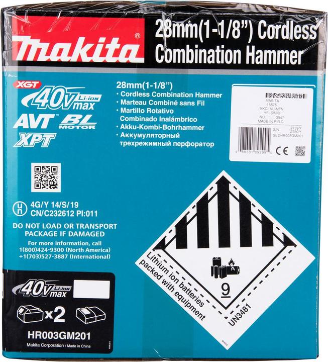 Produktbild Makita 40V Akku-Kombihammer SDS+ HR003GM201