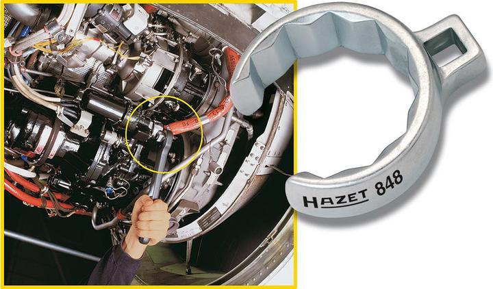Produktbild HAZET Ringschlüssel ∙ Doppelsechskant ∙ offen 848Z-18 ∙ Vierkant10 mm (3/8 Zoll) ∙ Aussen Doppel-Sec… (18 mm)