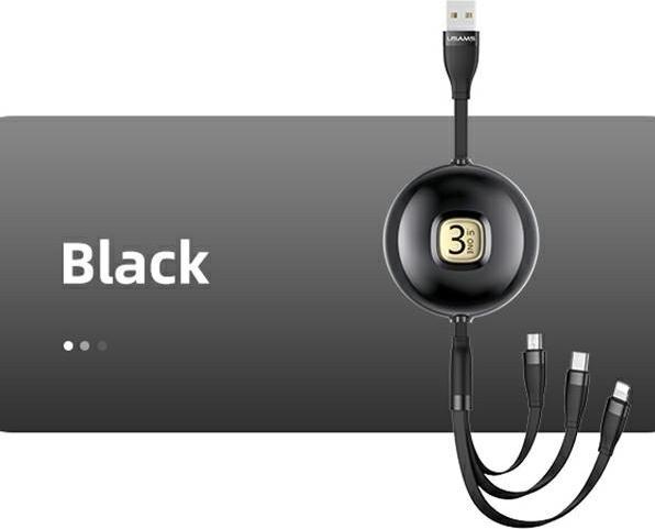 Immagine prodotto Usams Cavo USB U69 3w1 1m nero / nero (lightning / microUSB / USB-C) SJ508USB01 (US-SJ508) (1 m)