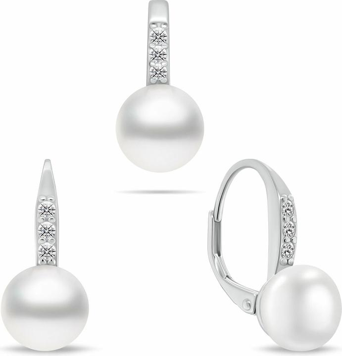Brilio Silver - Charming silver jewelry set with pearls SET291W (earrings. pendant) (Argento)