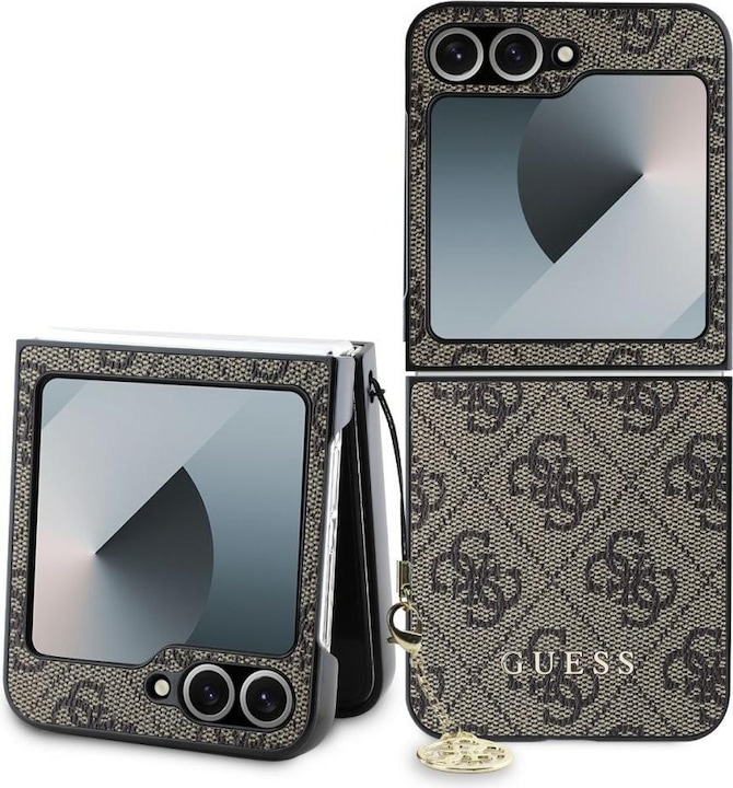 Actual product image Guess GUHCZF6GF4GBR Z Flip6 F741 brązowy/brown 4G Charm (Samsung Galaxy Z Flip6)