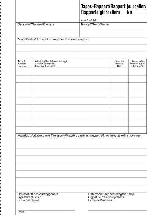 Produktbild Favorit Tages-Rapporte (100x)